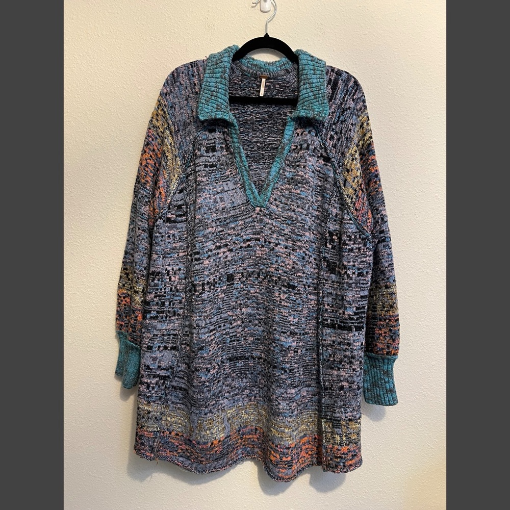 #1609 Free People Seasons of the Sun Knit mini dress Tunic XL - Picture 6 of 8